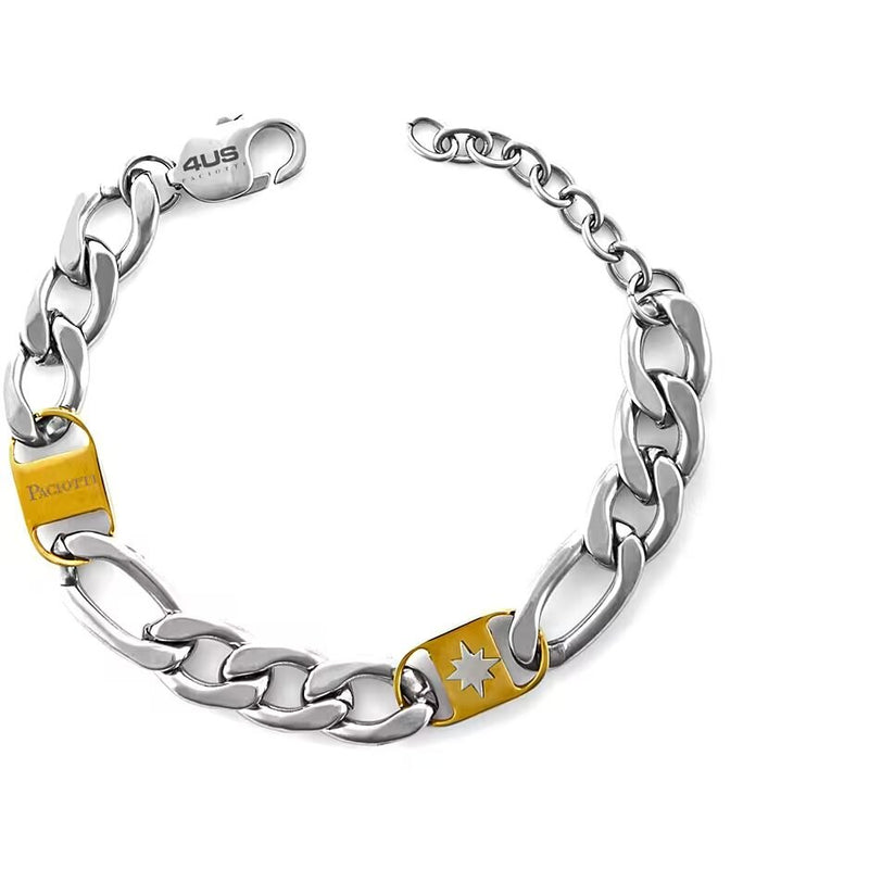 4us Cesare Paciotti Bracciale Acciaio Uomo Rosa Dei Venti 4ubr5967
