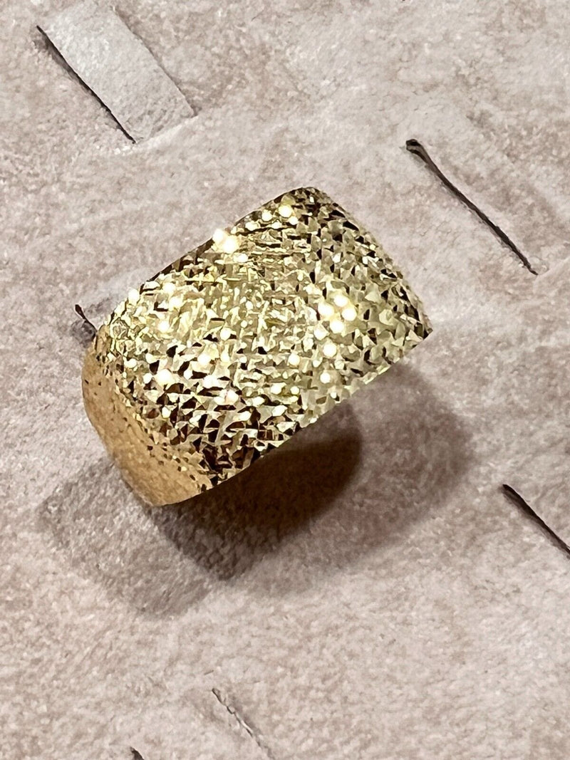 Anello Oro Giallo 18kt Titolo 750 Lavorazione Diamantata Grammi 6,48 Dito 17