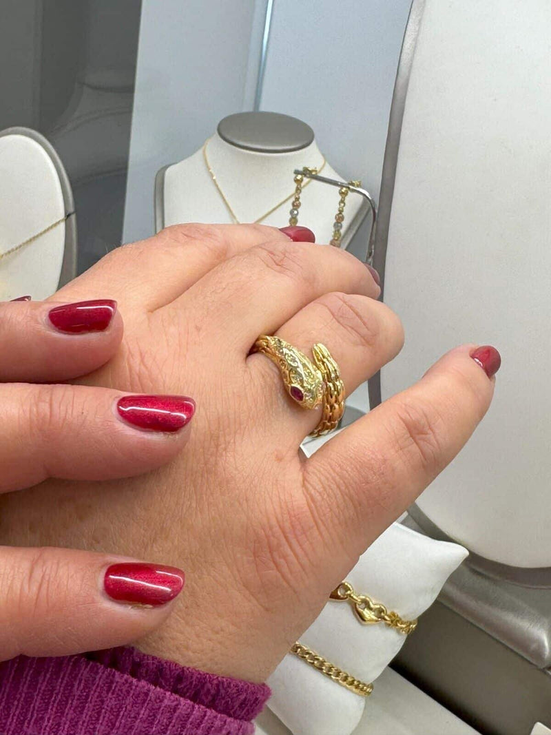 Anello Serpente Donna In Oro Giallo 18kt Titolo 750 Peso Grammi 4,65 Dito 14-18