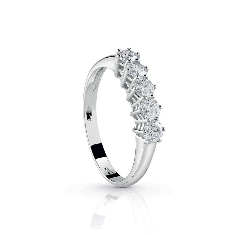 Anello Veretta Oro Bianco 18kt Titolo 750 E Diamanti Naturali G Color Vvs