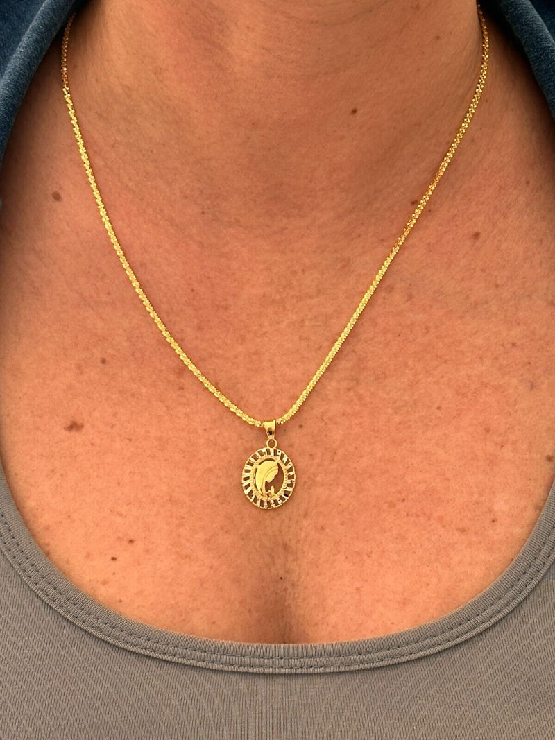 Ciondolo Donna Madonnina In Oro Giallo E Bianco 18k Grammi 1,49
