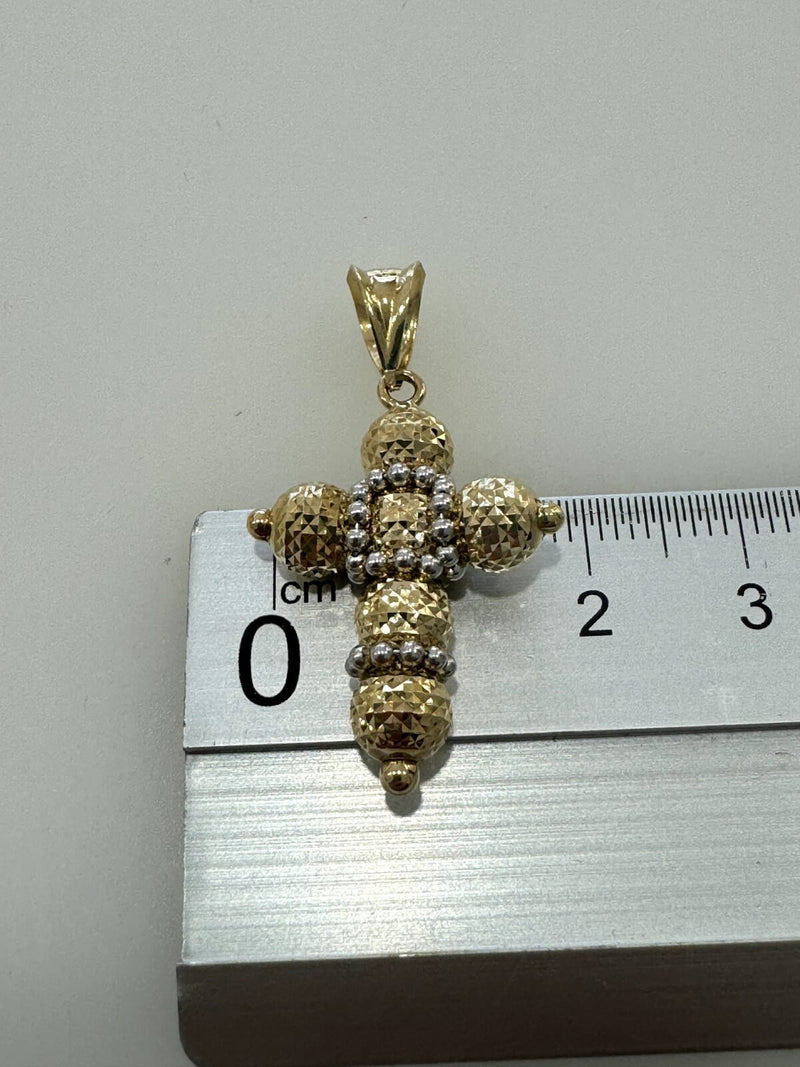 Ciondolo Pendente Croce Donna In Oro 18kt Titolo 750 Peso Grammi 2,61