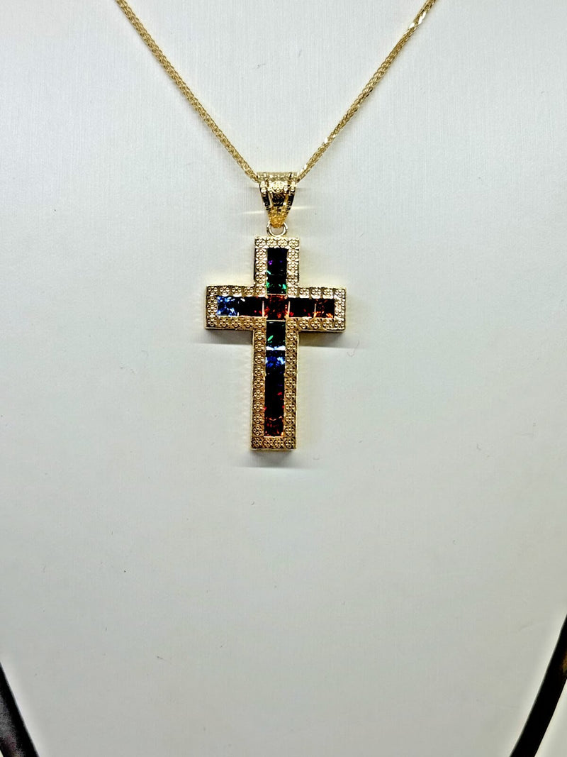 Collana Croce Unisex Oro Giallo 18kt Titolo 750 Peso Grammi 7,71