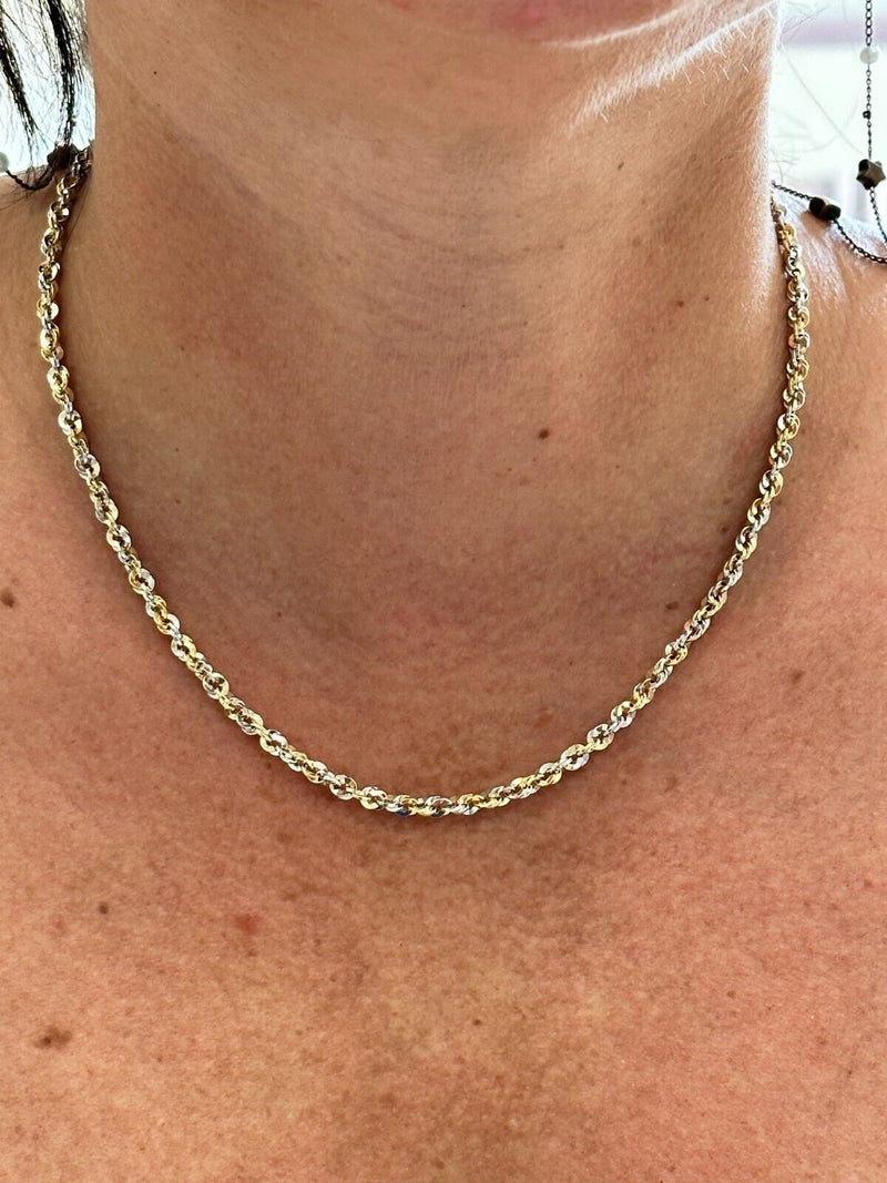 Collana Donna Fune Bicolore Oro 18kt Titolo 750 Grammi 5,59