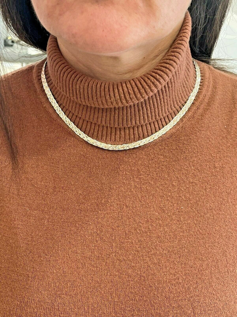 Collana Donna Oro Giallo Bianco E Rosa 18k Titolo 750 Grammi 7,62 Nuova