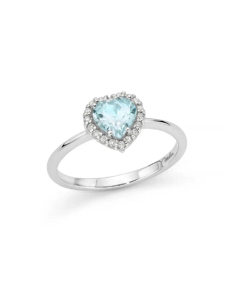 Miluna Anello Diamanti E Acquamarina Oro Bianco 18kt Referenza LID3763 Nuovo