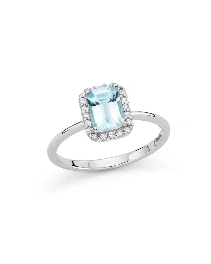 Miluna Anello Diamanti E Acquamarina Oro Bianco 18kt Referenza LID3765 Nuovo