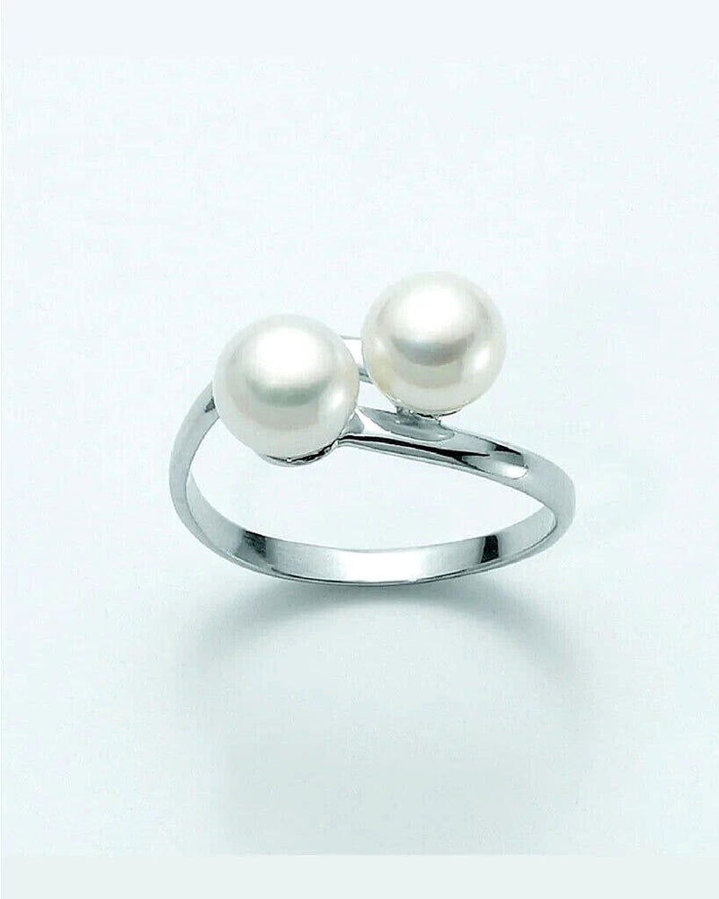 Miluna Anello Oro Bianco 18kt E Perle Naturali Donna Referenza PLI947 Nuovo