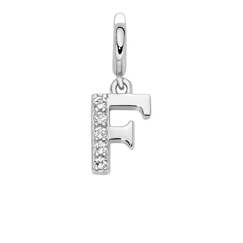 Miluna Charm Pendente Lettere F Argento 925 e Topazi Bianchi PFD888-F
