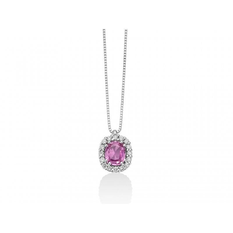 Miluna Collana Con Zaffiro Rosa E Diamanti Referenza Cld4390 Nuova