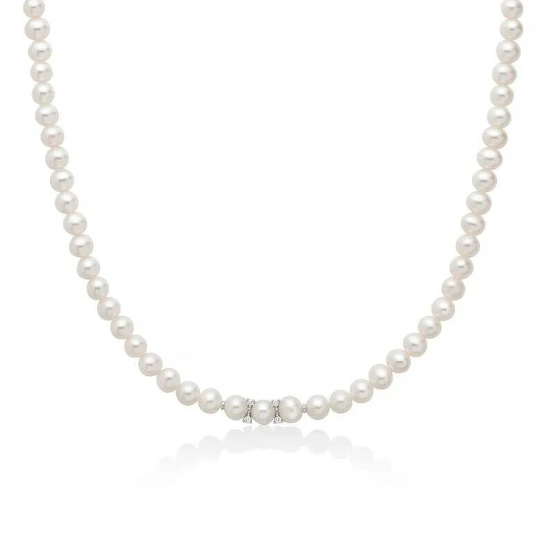 Miluna Collana Perle In Oro 18kt E Diamanti Naturali Pcl6547