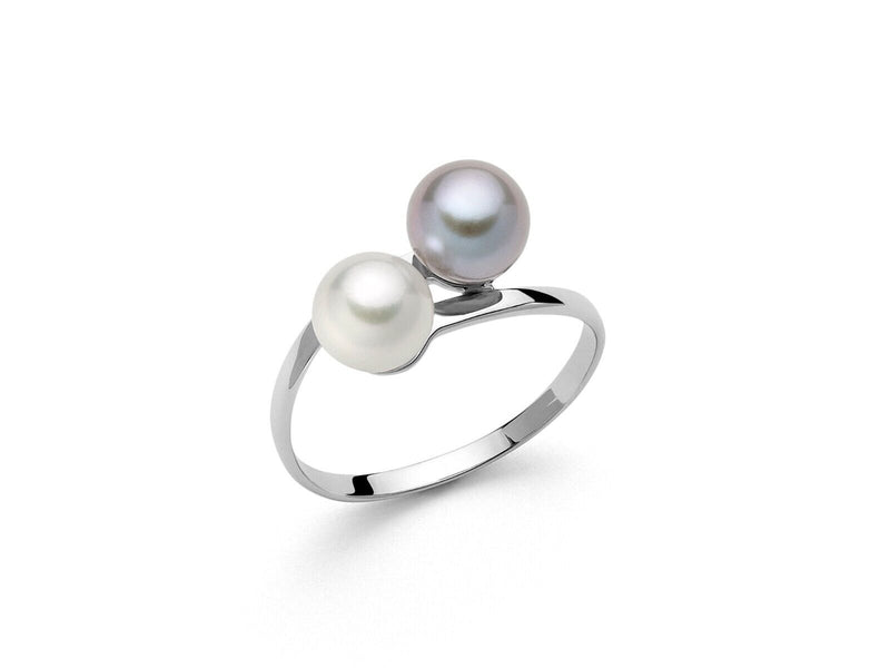 Miluna Contrarie' Anello Oro Bianco 18kt E Perle Naturali Donna PLI1649 Nuovo