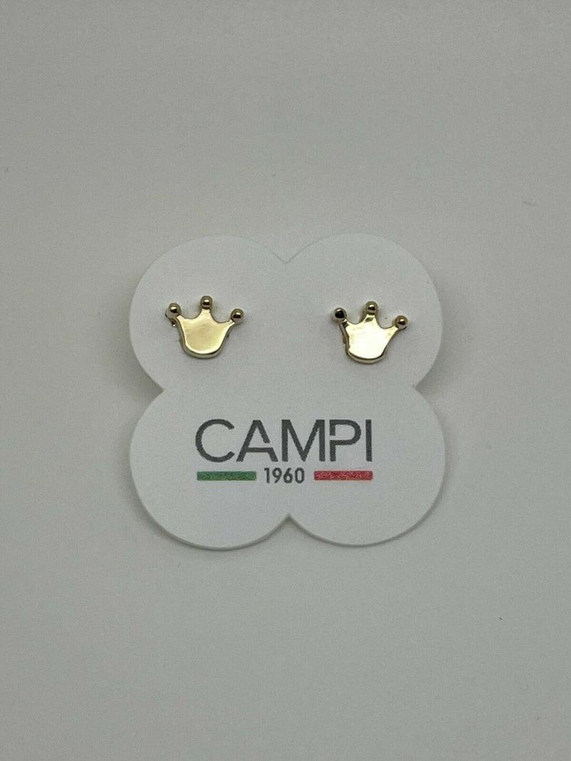 Orecchini Donna In Oro Giallo 18k Coroncine Grammi 1,13 Nuovi