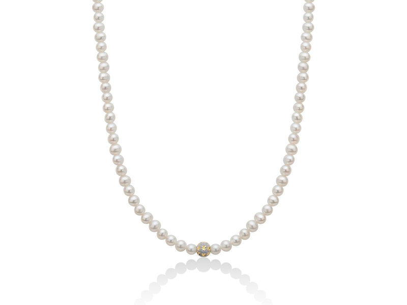 Miluna Boule Stellata Collana Donna Oro 18kt E Perle Naturali Referenza Pcl5904v