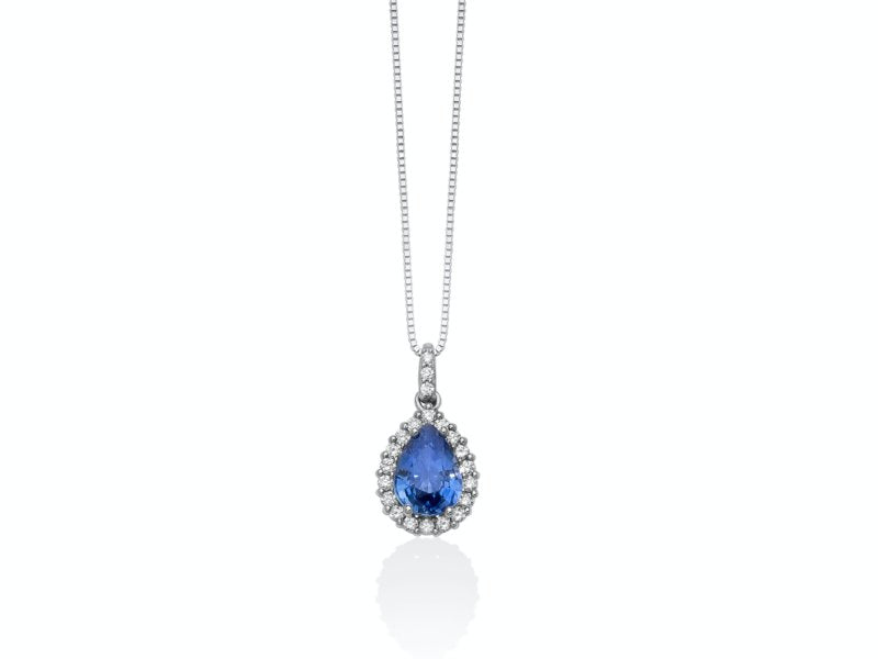 Miluna Collier Zaffiro Naturale E Diamanti E Oro 18kt Referenza Cld4438 Nuovo Garanzia Ufficiale