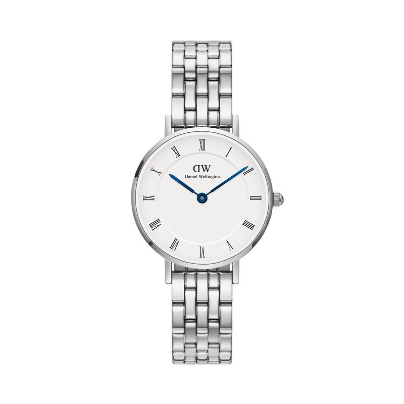 Daniel Wellington Petite Roman Numerals 5-link Silver Referenza Dw00100685 Cassa Da 28 Mm Garanzia Ufficiale