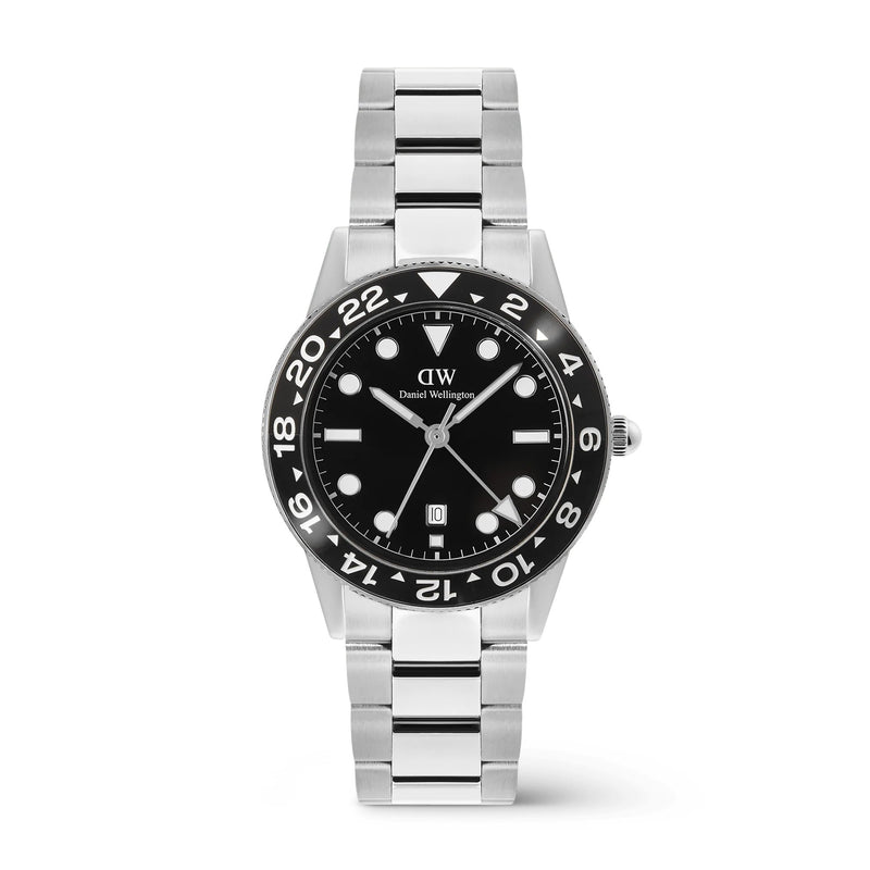 Daniel Wellington Orologio Uomo Iconic GMT Link Black Ceramic Bezel Silver Referenza DW00100919 Garanzia Ufficiale Italia