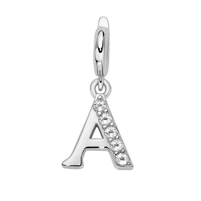 MILUNA CHARM PENDENTE LETTERE A ARGENTO 925 E TOPAZI BIANCHI PFD888-A
