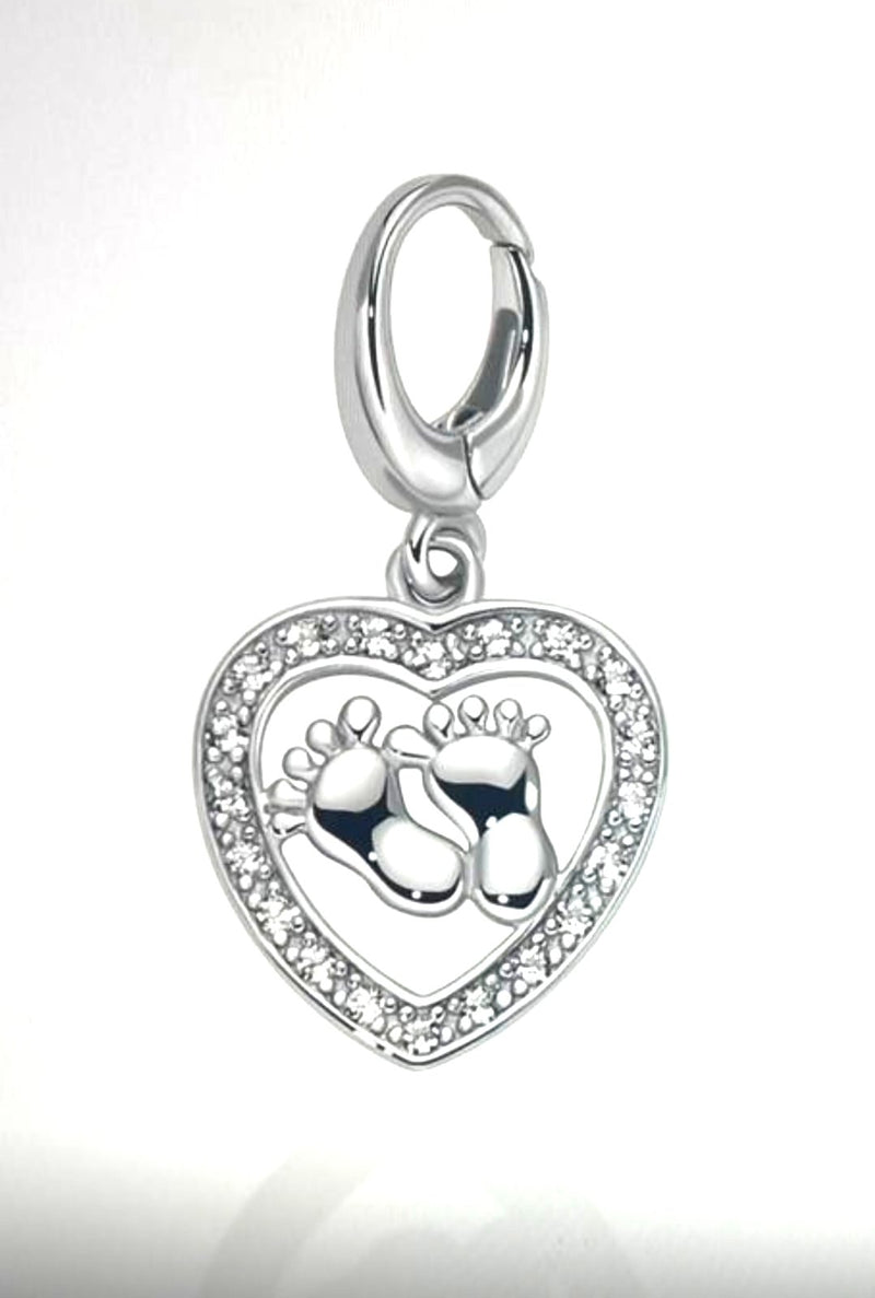 MILUNA SIMBOLI CHARM CUORE PIEDINI ARGENTO 925 E TOPAZI BIANCHI PFD929