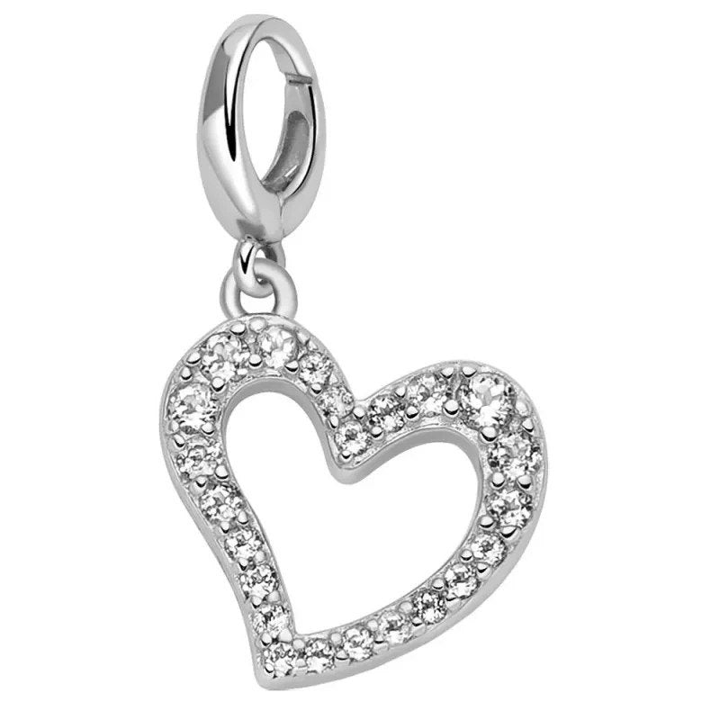 MILUNA SIMBOLI CHARM CUORE ARGENTO 925 E TOPAZI BIANCHI PFD911