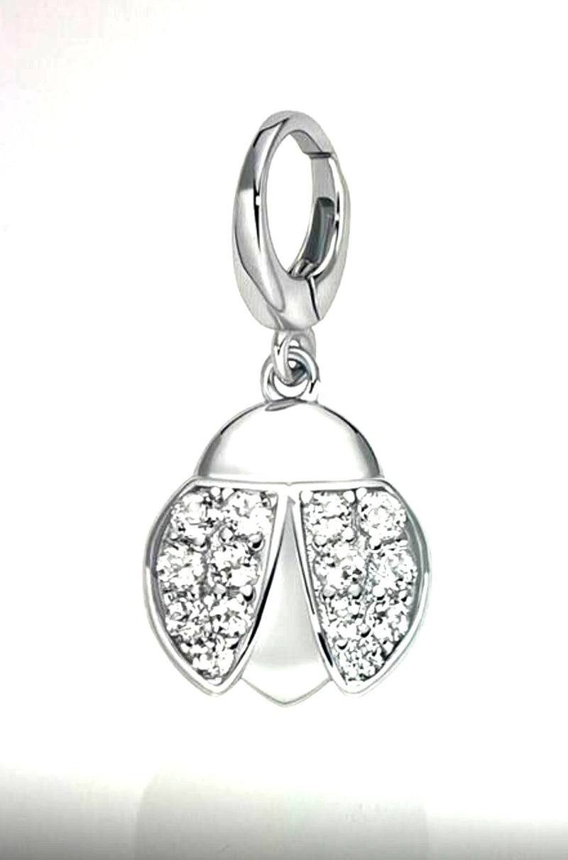 MILUNA SIMBOLI CHARM COCCINELLA ARGENTO 925 E TOPAZI BIANCHI PFD924