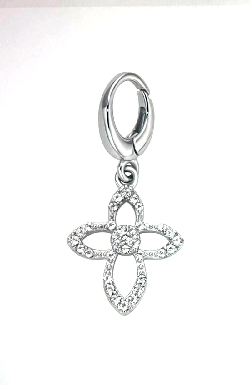 MILUNA SIMBOLI CHARM CROCE ARGENTO 925 E TOPAZI BIANCHI PFD913