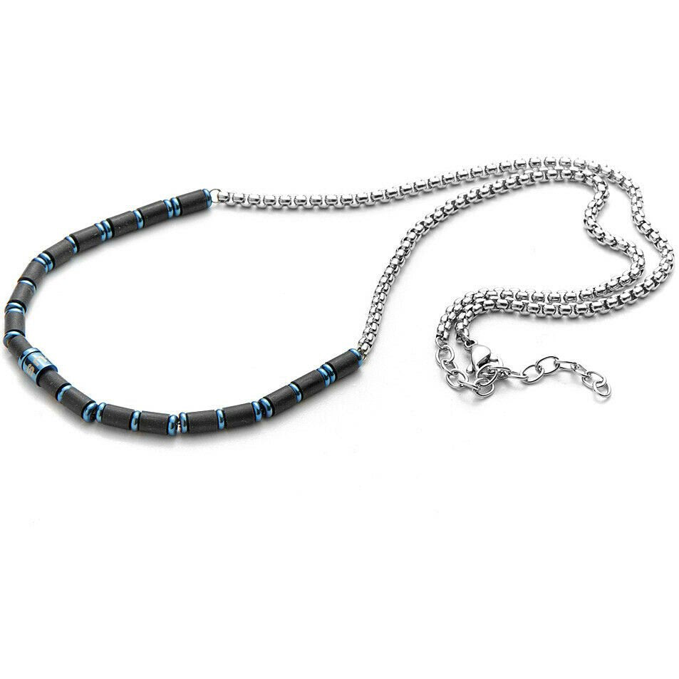 4US Cesare Paciotti Blue Rubber Collana Uomo Acciaio, 4ucl3565 Nuova