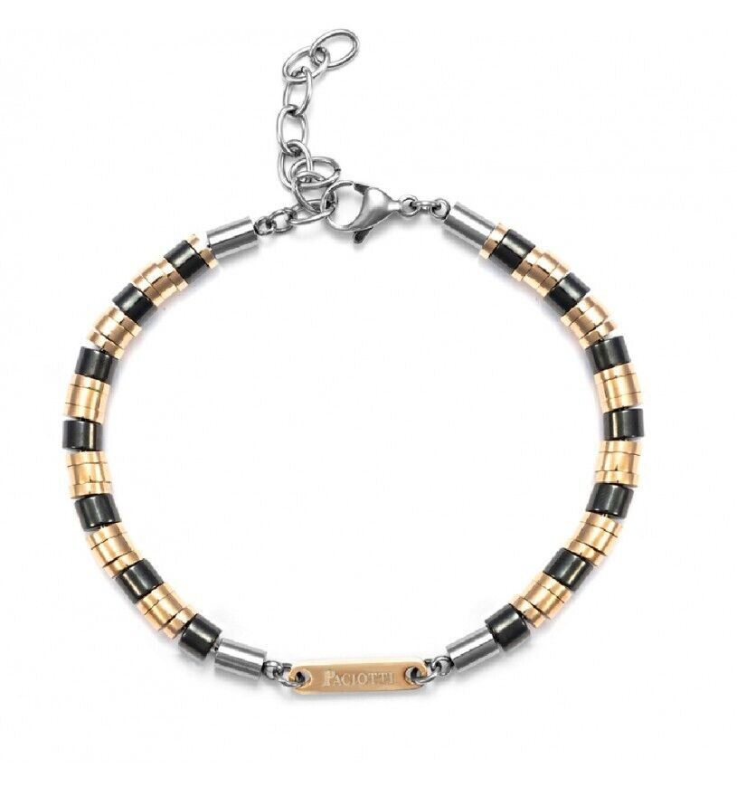 4us Cesare Paciotti Bracciale Uomo Acciaio E Ceramica 4ubr5619 Nuovo