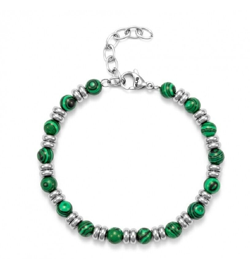 4us Cesare Paciotti Bracciale Uomo Acciaio E Malachite 4ubr5629
