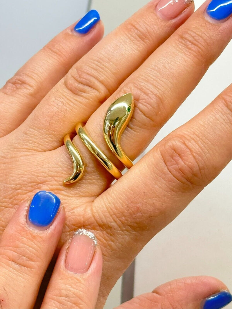 Anello Serpente Oro Giallo 18kt Titolo 750 Misura Dito 18 Grammi 4,85 Nuovo
