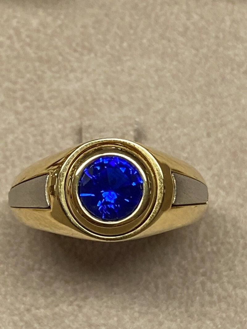 Anello Uomo Oro Giallo 18k E Zirconia Cubica Misura Dito 25 Grammi 7,45