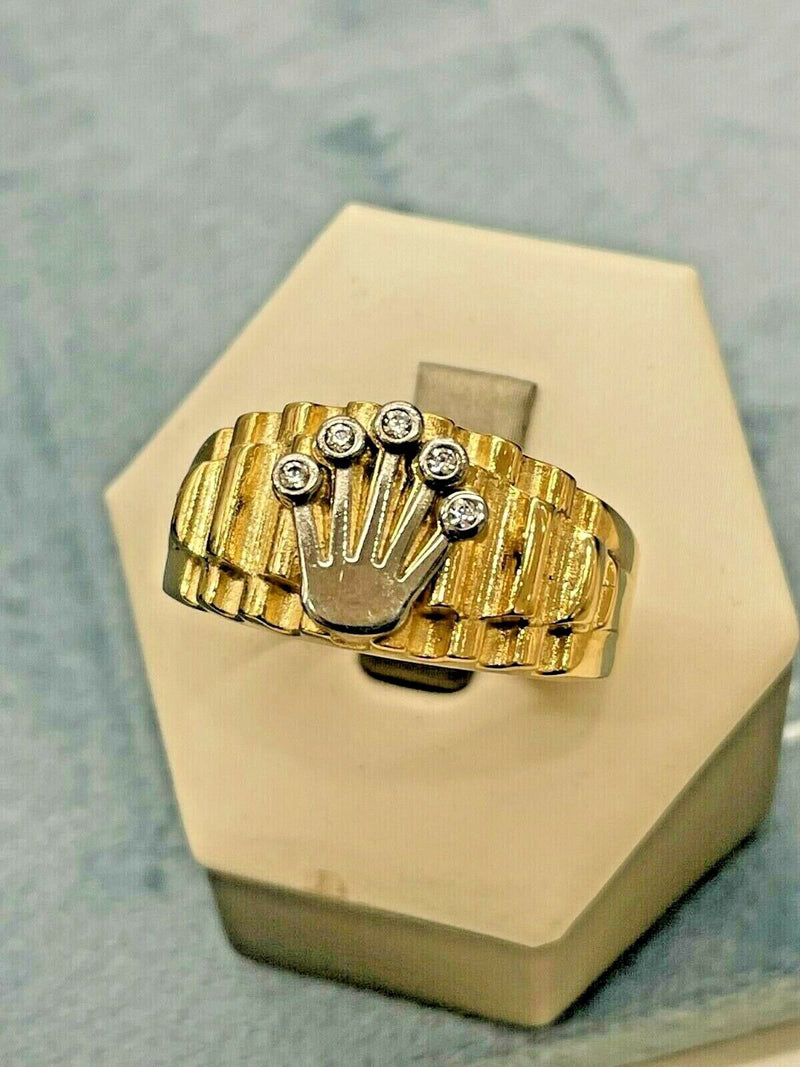 Anello Uomo Oro Giallo E Bianco 18k Titolo 750 Gr. 8,14 Misura Dito 24 Nuovo