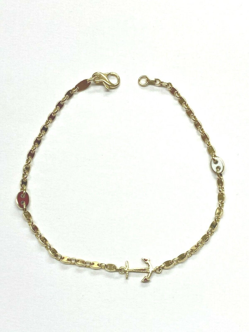 Bracciale Uomo Oro Giallo 18kt Titolo 750 Con Smalto Colorato Grammi 5,44 Nuvo