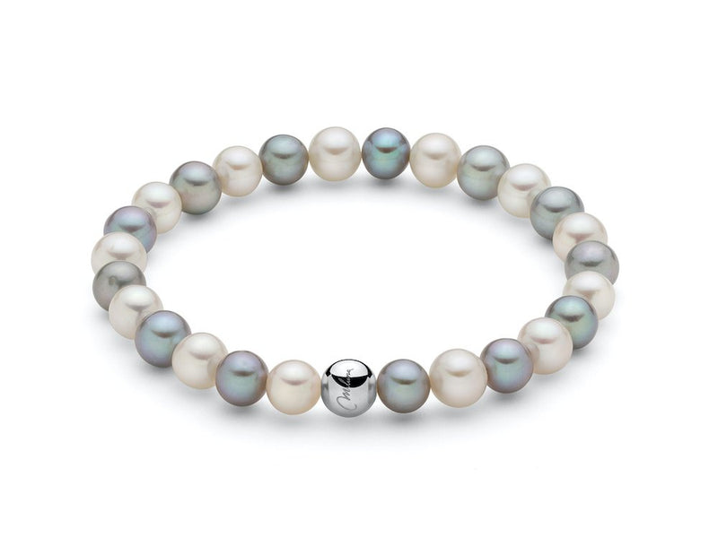 Miluna Giochi Di Perle Bracciale Elastico Donna Argento 925 E Perle Naturali Referenza Pbr3358