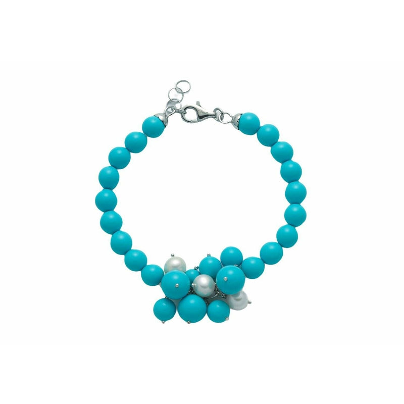 Miluna Bracciale Perle Coltivate Argento 925 e Agglomerato di Turchese PBR3113 Garanzia Ufficiale
