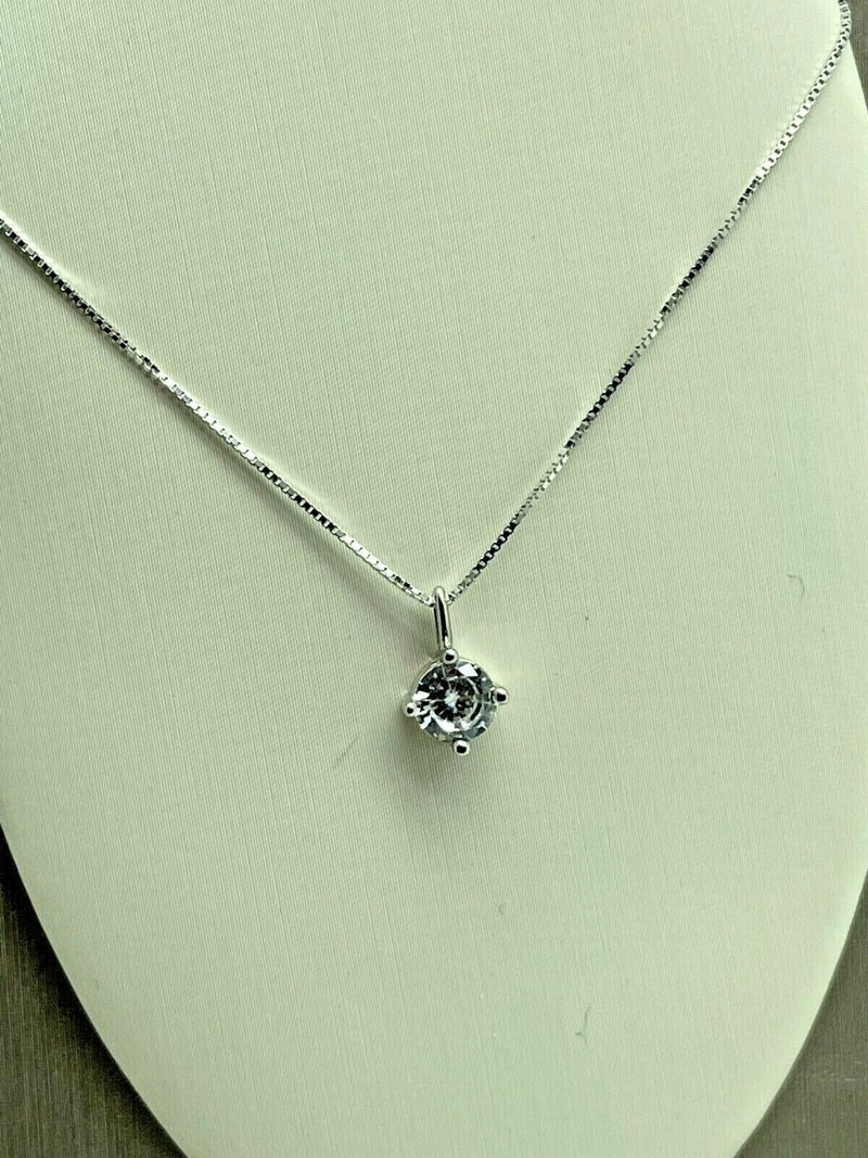 Collana Punto Luce In Oro Bianco 18k Titolo 750 E Zirconia Cubica Gr. 1,83