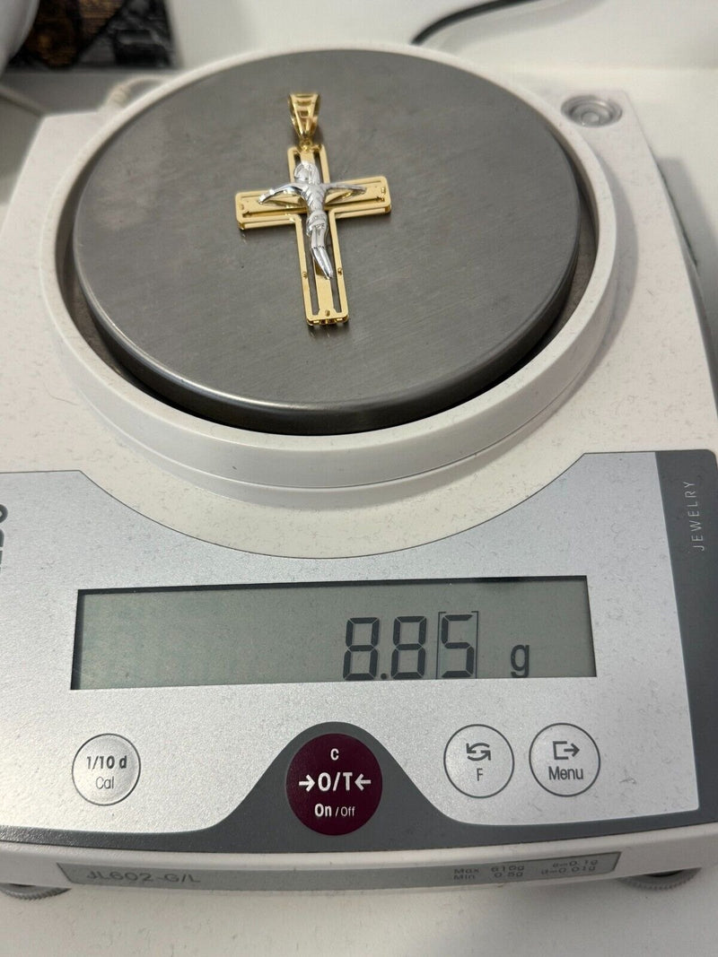 Croce Uomo Oro Giallo E Bianco 18kt Titolo 750 Peso Grammi 8,85