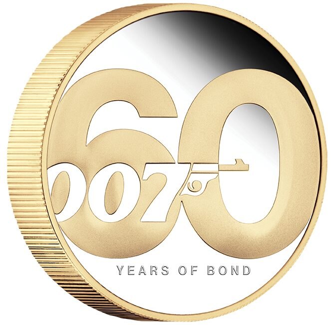 James Bond 007 60° Moneta 2022 Argento 999.9 Grammi 62,20
