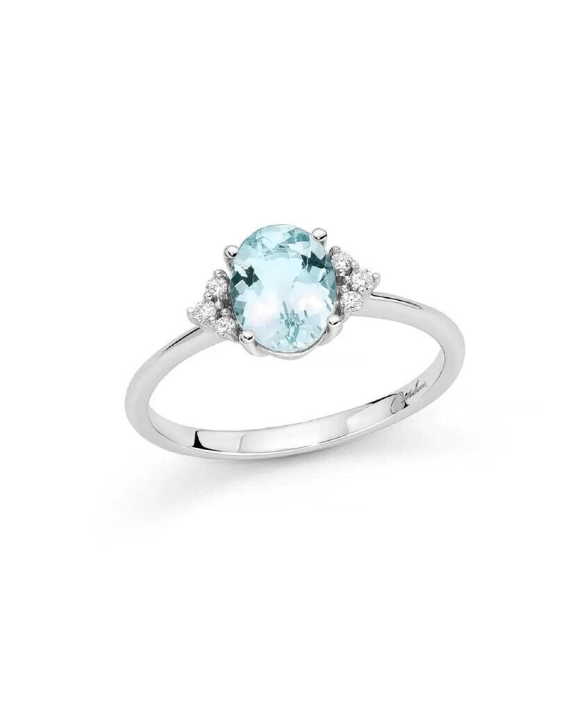 Miluna Anello Diamanti E Acquamarina Oro Bianco 18kt Referenza LID3767 Nuovo