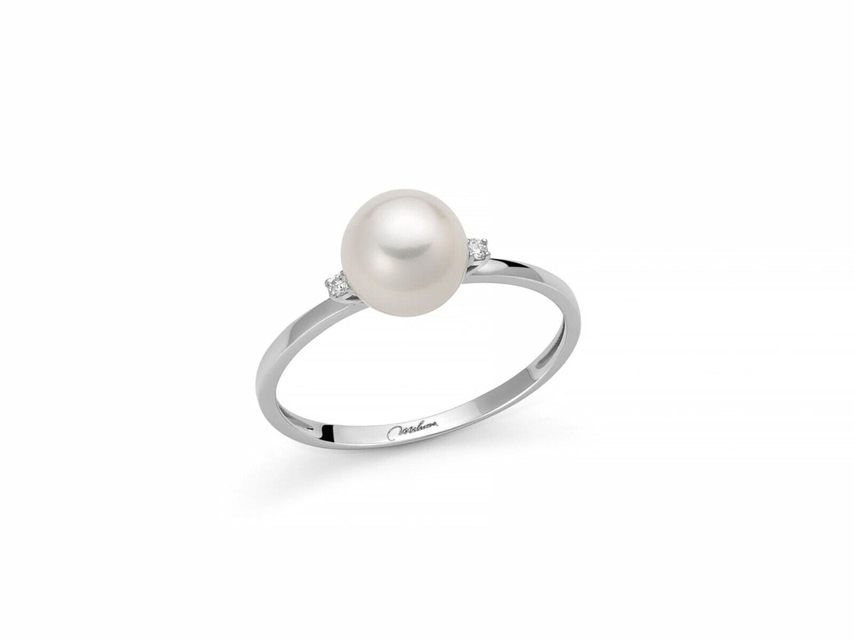 Miluna Anello Oro 18kt E Perla Naturale Donna Referenza Pli1666 Nuovo