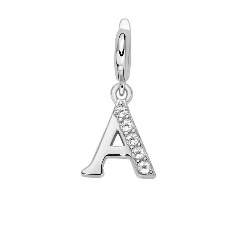Miluna Charm Pendente Lettere A Argento 925 e Topazi Bianchi PFD888-A