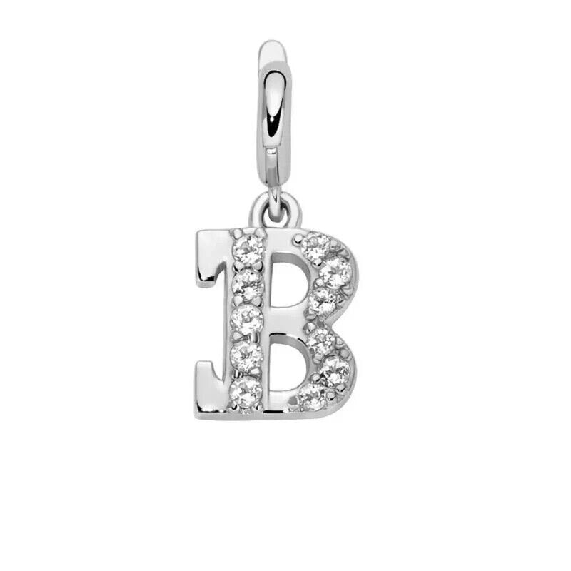 Miluna Charm Pendente Lettere B Argento 925 e Topazi Bianchi PFD888-B