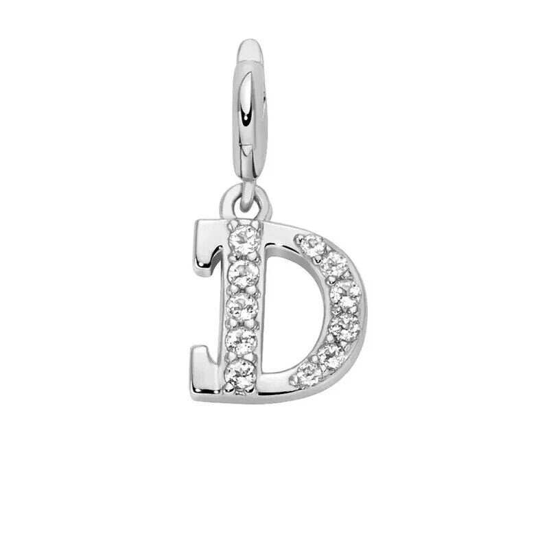 Miluna Charm Pendente Lettere D Argento 925 e Topazi Bianchi PFD888-D