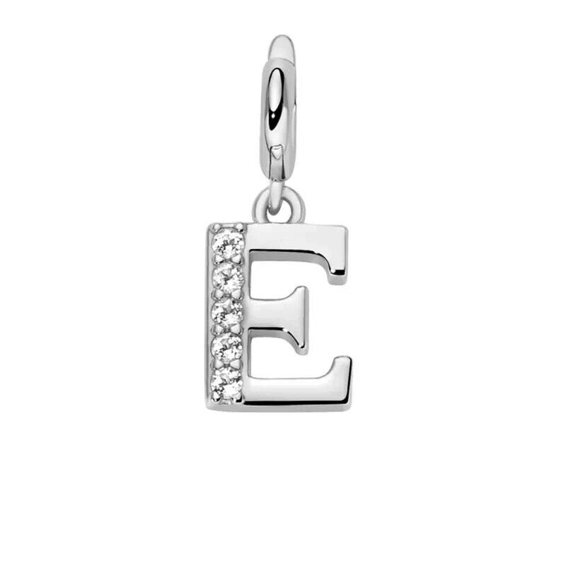 Miluna Charm Pendente Lettere E Argento 925 e Topazi Bianchi PFD888-E