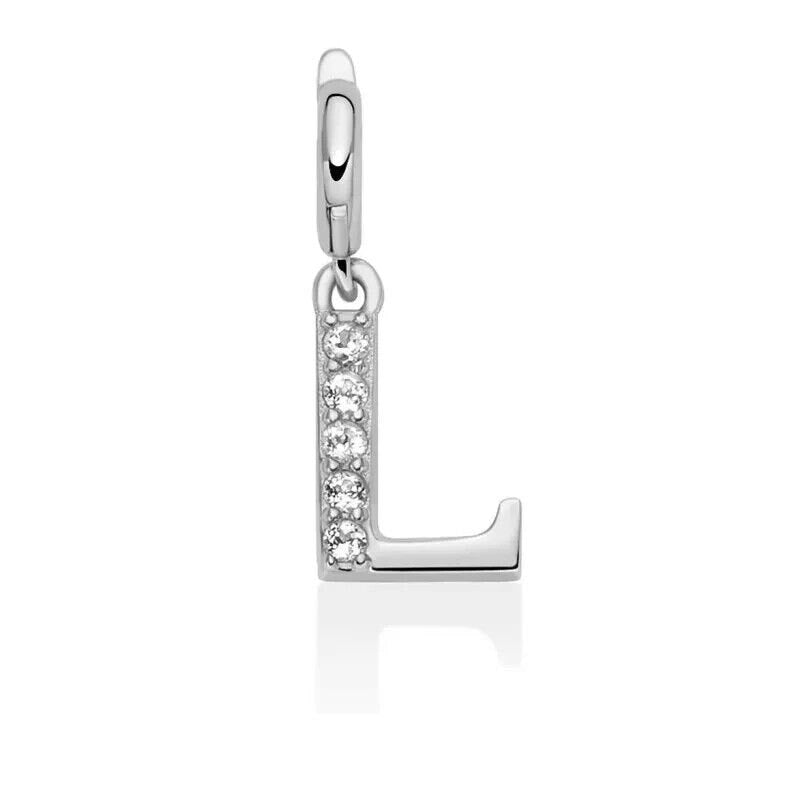 Miluna Charm Pendente Lettere I Argento 925 e Topazi Bianchi PFD888-L