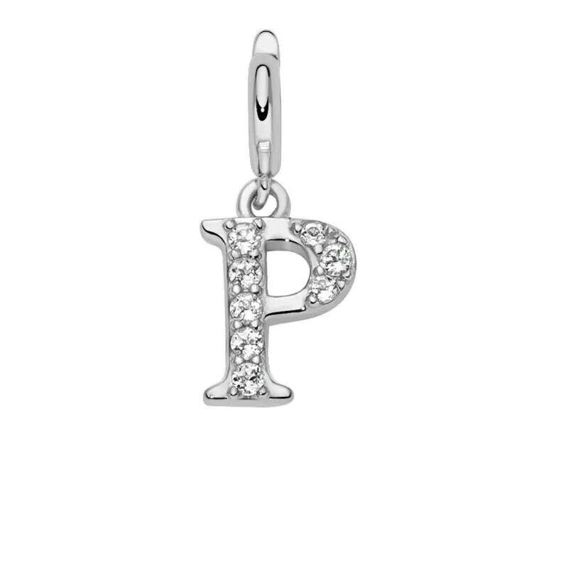 Miluna Charm Pendente Lettere P Argento 925 e Topazi Bianchi PFD888-P