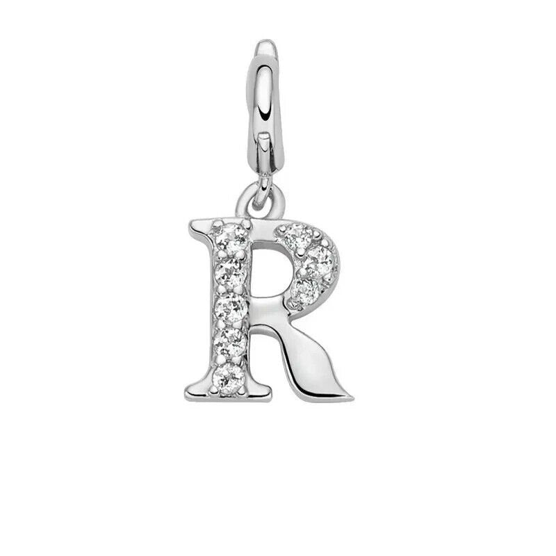 Miluna Charm Pendente Lettere R Argento 925 e Topazi Bianchi PFD888-R