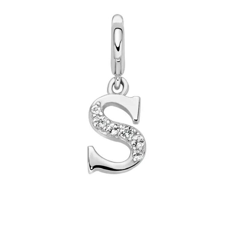 Miluna Charm Pendente Lettere S Argento 925 e Topazi Bianchi PFD888-S