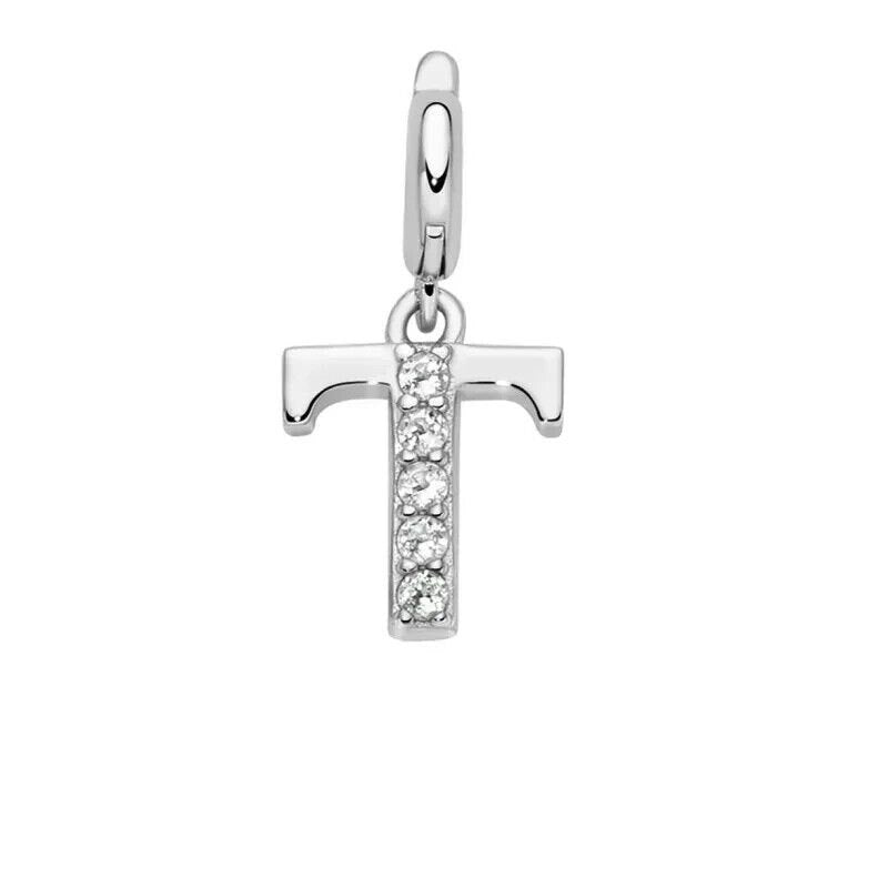 Miluna Charm Pendente Lettere V Argento 925 e Topazi Bianchi PFD888-V