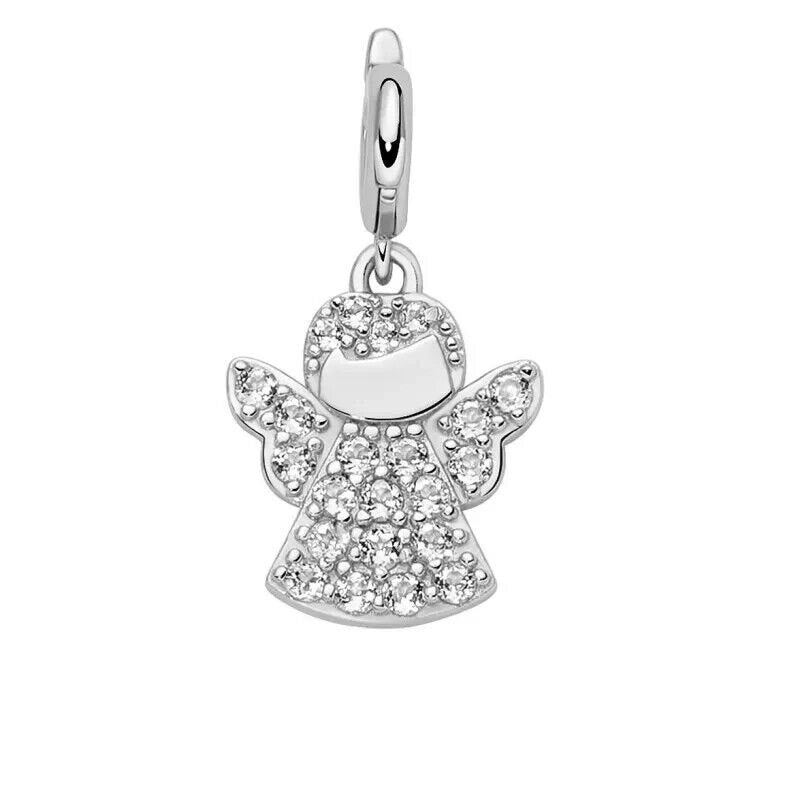 Miluna Simboli Charm Angelo Argento 925 e Topazi Bianchi PFD899
